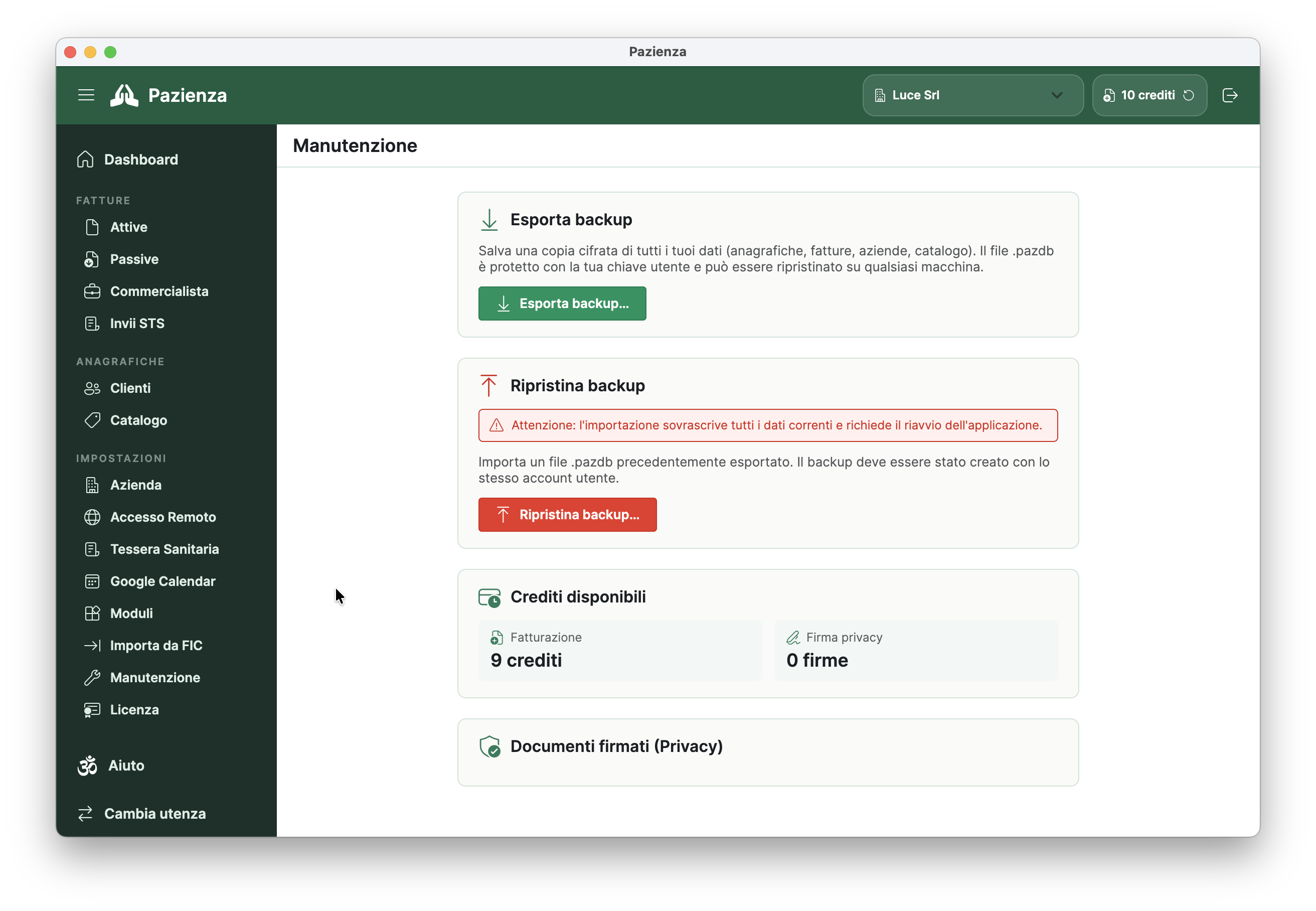 Backup cloud (opzionale con rinnovo)