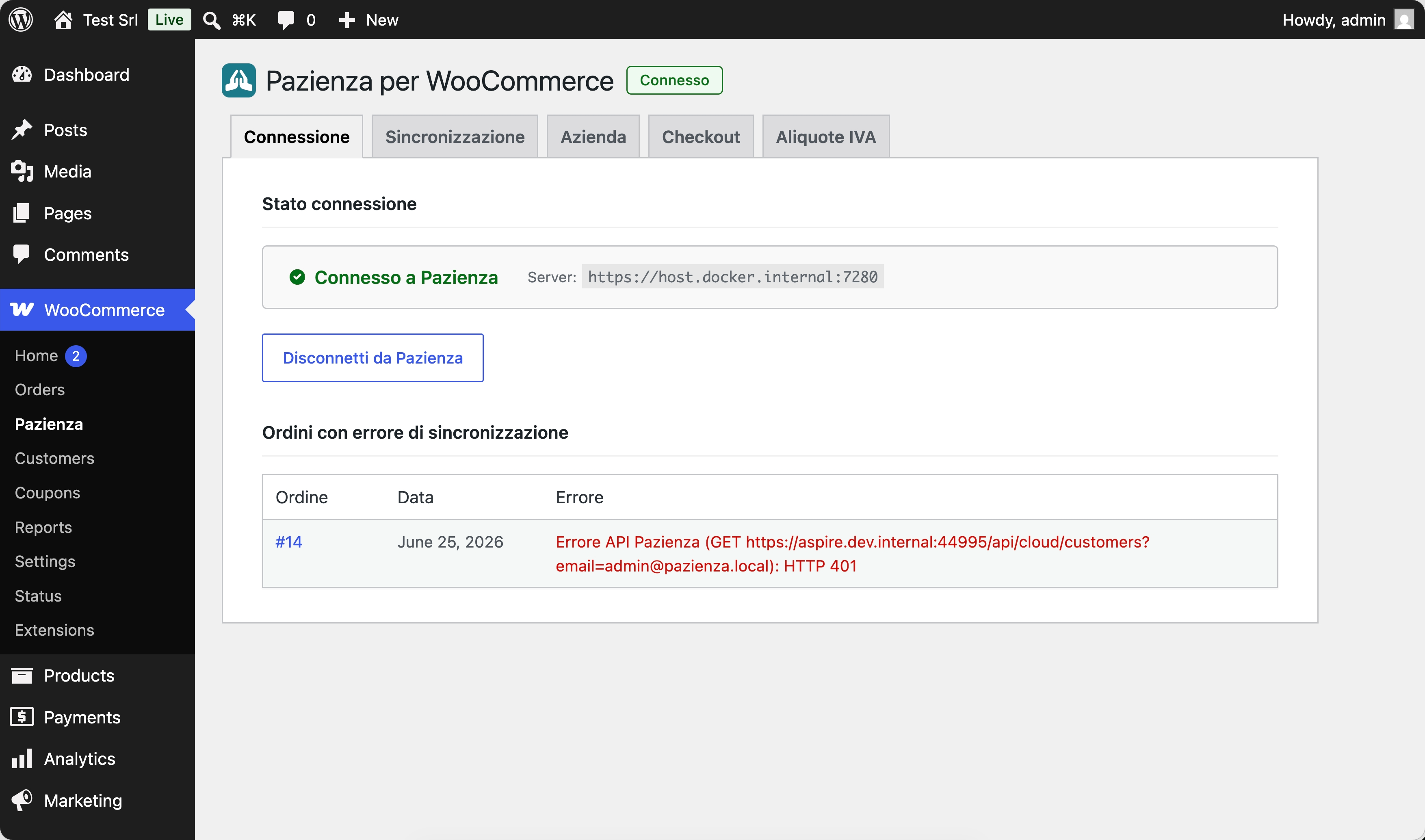 Connessione OAuth con Pazienza